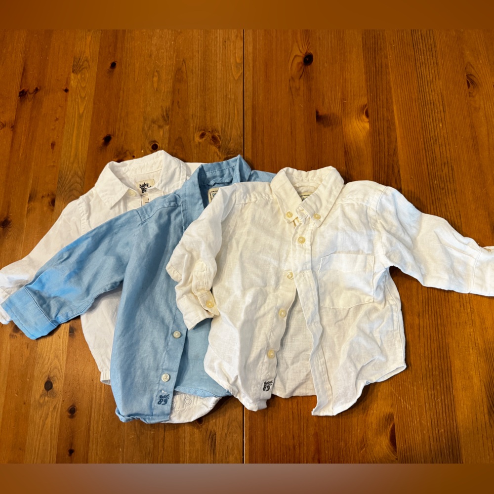 Bundle of 3 linen blend and cotton collared button downs